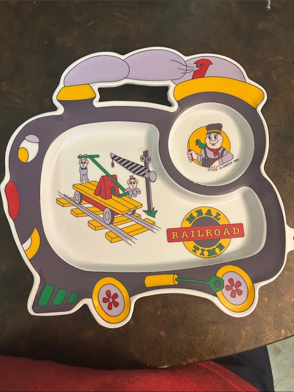 Railroad Time Kids Divided Plate - Purple